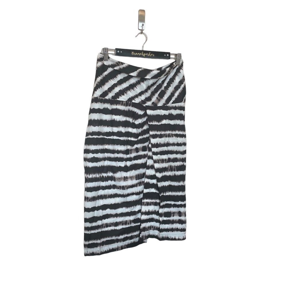 Weekend Max Mara Brown &White Animal Tie-Dye High Waist Asymmetrical Midi Skirt
